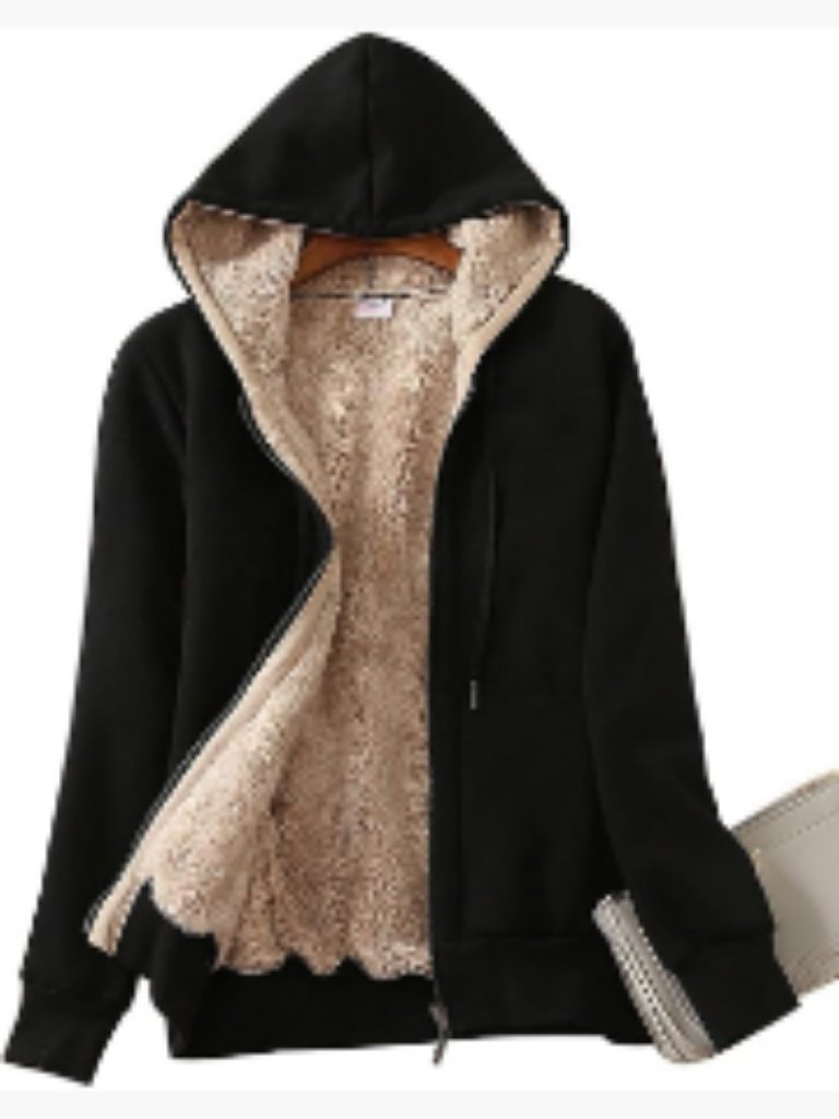 Sherpa Lined Full Zip Hoodie Sweatshirt Jacket Casual Winter Coat
